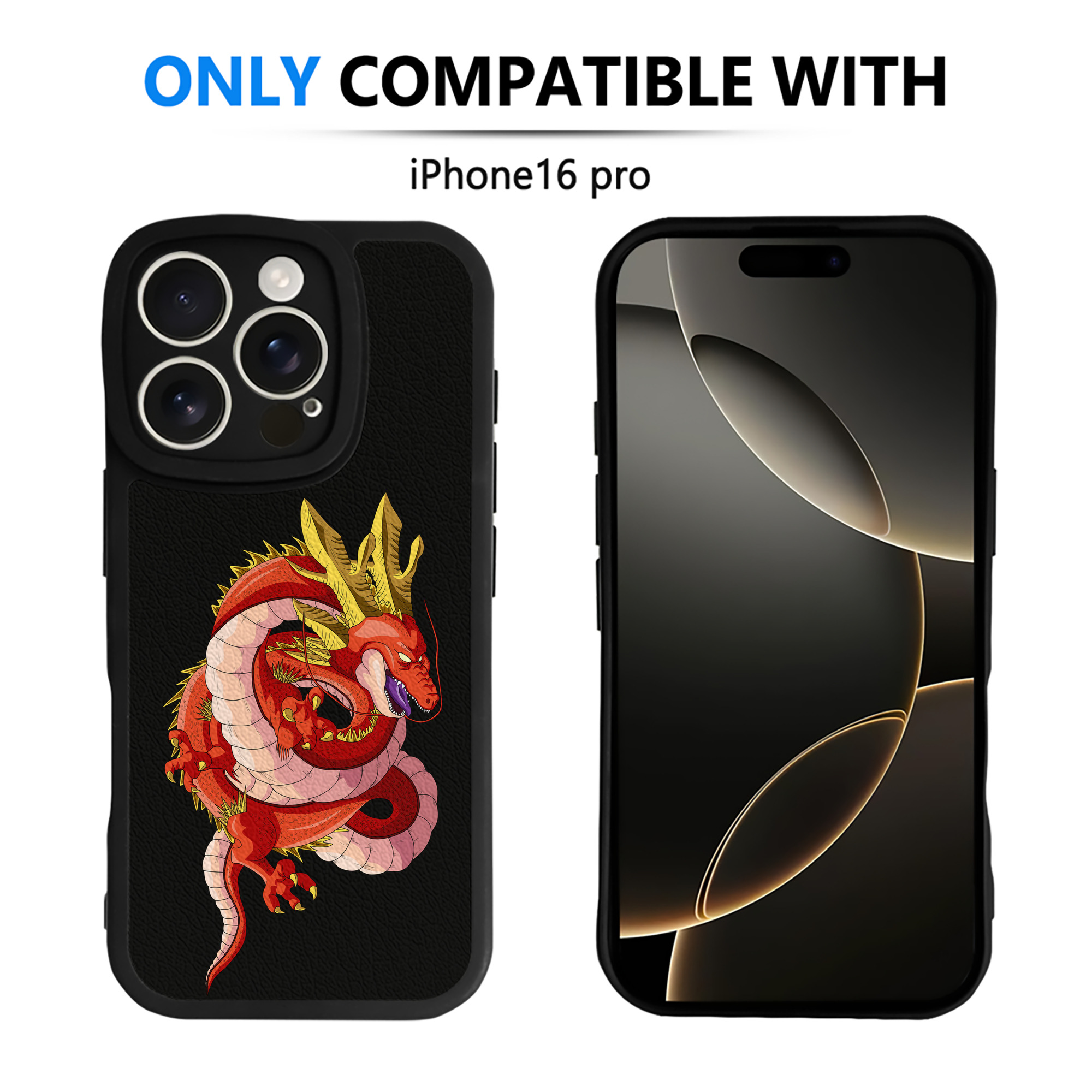 （画像用） ドラゴンボール 神龍 シェンロン DRAGON BALL Shenron 【iPhone 16シリーズ対応】シリコンスマホケース（レザー調） 材質：シリコン